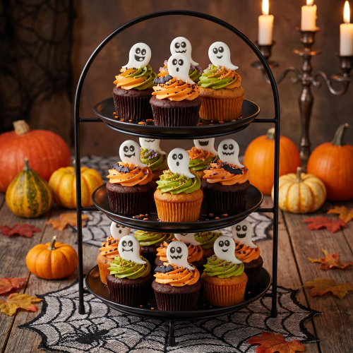 Halloween cukrowe duszki wypukłe do dekoracji wypieków 12 sztuk