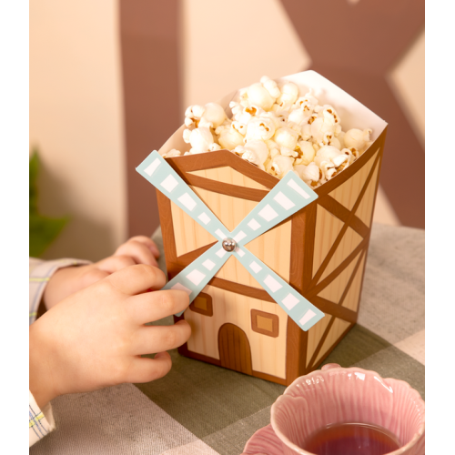 Pudełka na popcorn chrupki przekąski Farma Wiatrak 6sztuk PP168813