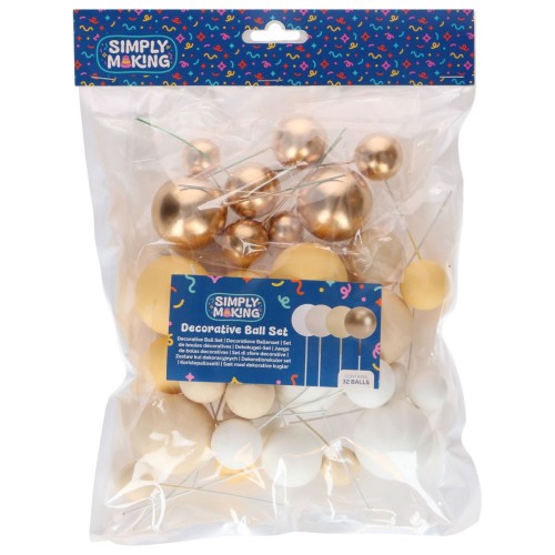 Simply Making Kule na tort na piku Złote beżowe żółte białe 32 sztuki SM223536