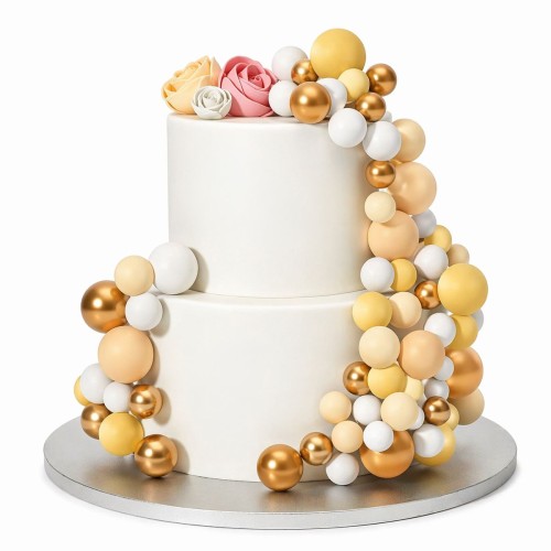 Simply Making Kule na tort na piku Złote beżowe żółte białe 32 sztuki SM223536