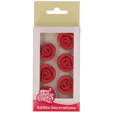 Fun Cakes Czerwone Róże cukrowe do dekoracji wypieków 6sztuk produkt bezglutenowy F50880