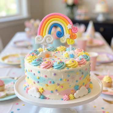 Topper ozdoba na tort Tęcza Rainbow Funky z gwiazdkami 11562