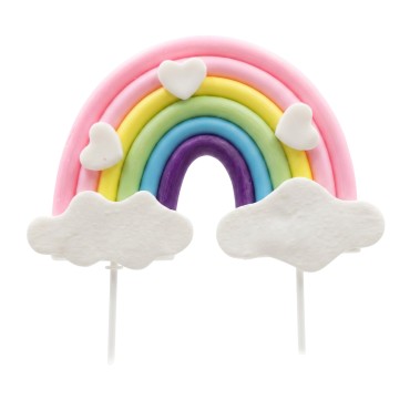 Topper ozdoba na tort Tęcza Rainbow z serduszkami 11212