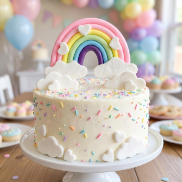 Topper ozdoba na tort Tęcza Rainbow z serduszkami 11212