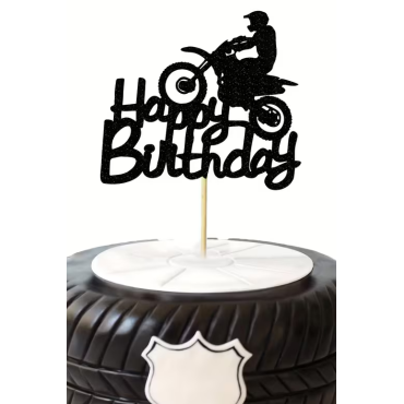 Topper urodzinowy na tort Motor Motocyklista Happy Birthday 15432