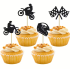 Toppery do dekoracji ciast brokatowe Motocyklista Motor 12szt 15437