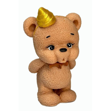 Figurka cukrowa na tort Miś 3D w czapeczce urodzinowej EX14342