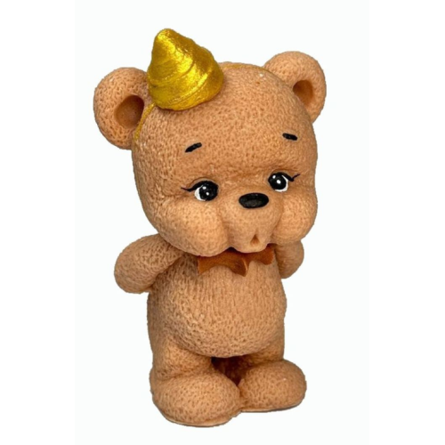 Figurka cukrowa na tort Miś 3D w czapeczce urodzinowej EX14342