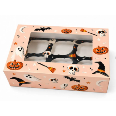 Azucren Pudełko z okienkiem na babeczki Halloween 6 gniazd  AZ02222