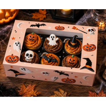 Azucren Pudełko z okienkiem na babeczki Halloween 6 gniazd  AZ02222