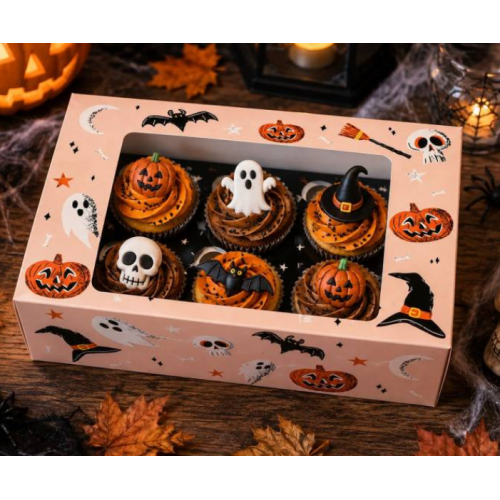 Azucren Pudełko z okienkiem na babeczki Halloween 6 gniazd  AZ02222