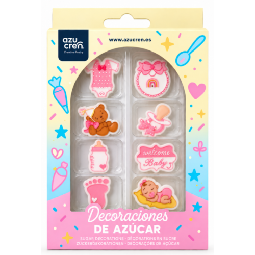 Azucren Figurki cukrowe do dekoracji wypieków Baby Girl AZ02278