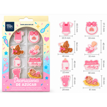Azucren Figurki cukrowe do dekoracji wypieków Baby Girl AZ02278
