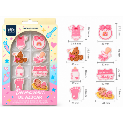 Azucren Figurki cukrowe do dekoracji wypieków Baby Girl AZ02278