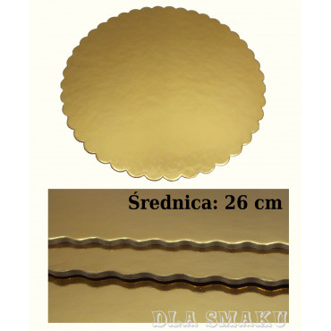Podkład pod tort okrągły ząbkowany śr. 26 cm gruby